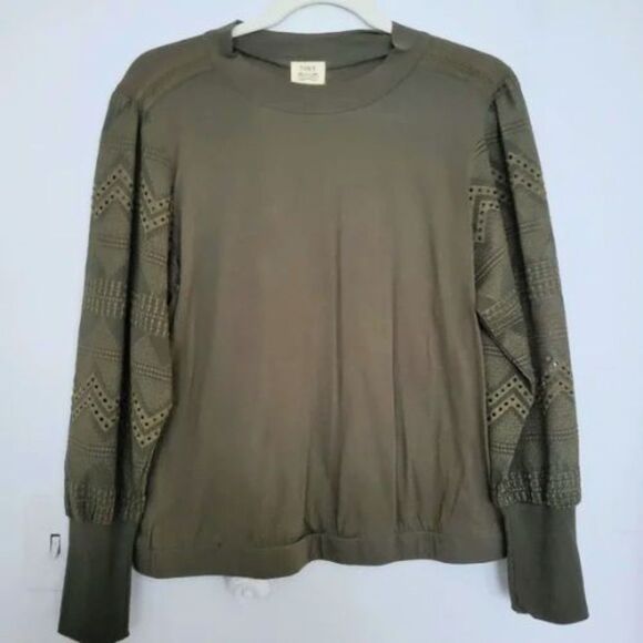 NWT Anthropologie Helen Lace Sleeve Mock Neck Top | L Petite - Picture 3 of 6